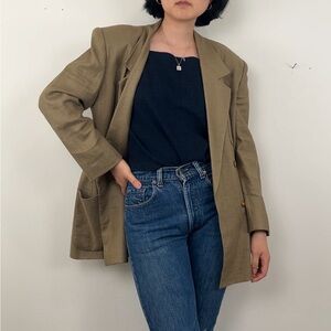 Vintage Ellen Tracy Double Breasted Khaki Line Blazer with Relaxed Fit